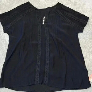 Cisisily Black Short Sleeve Shirt Top Size XXL NWT